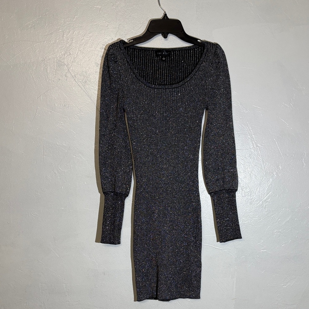 Say What? Shimmering Black Long Sleeve Dress